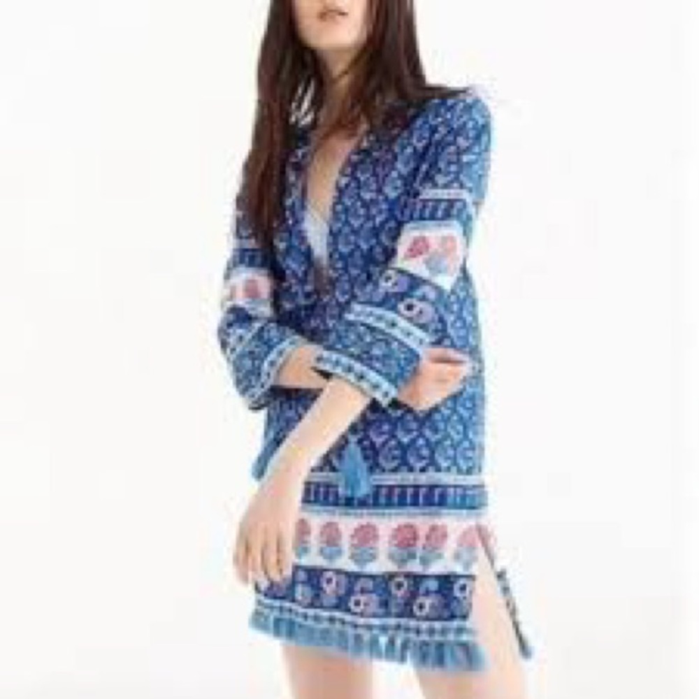 J. Crew Floral Blue and Pink Dress